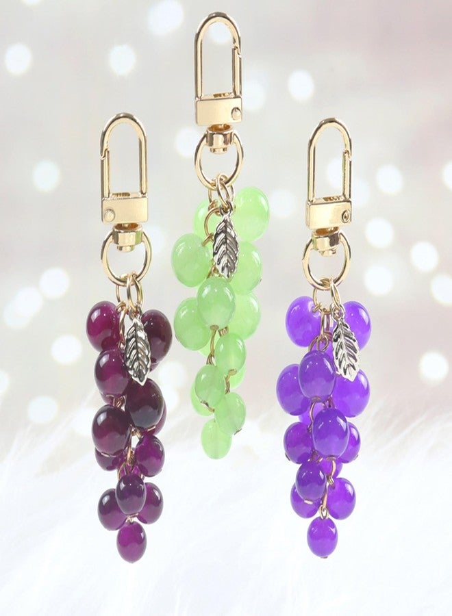 YZYDF Crystal Grape Charm Keychain Sweet Cool Simulated Fruit Keyring Pendant Bag Hanging Ornament Women Backpack Decorations - Image 4